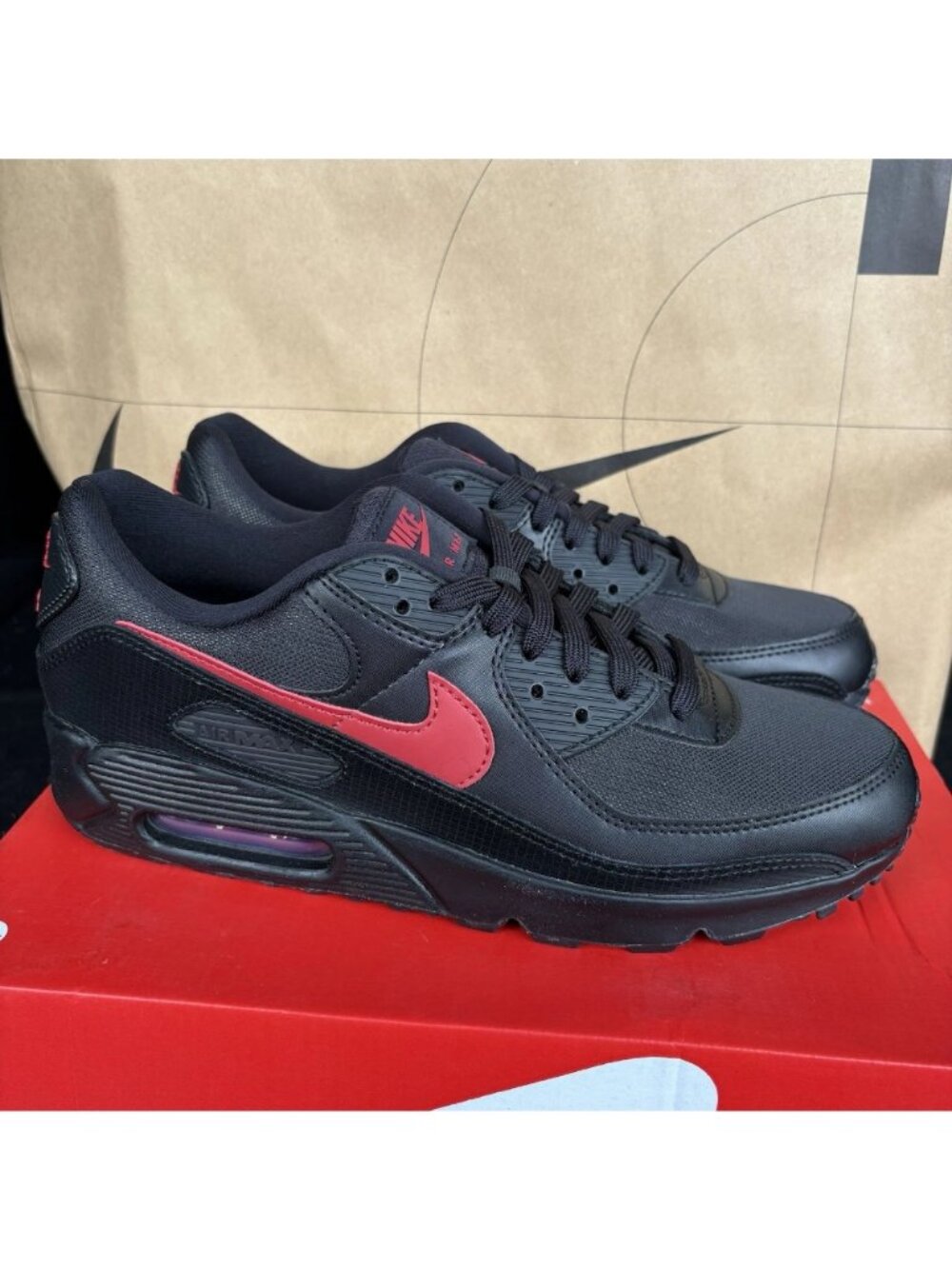 NEW Nike Air Max 90 Black/Tough Red-Black [IM9616-001] Men's Size 12